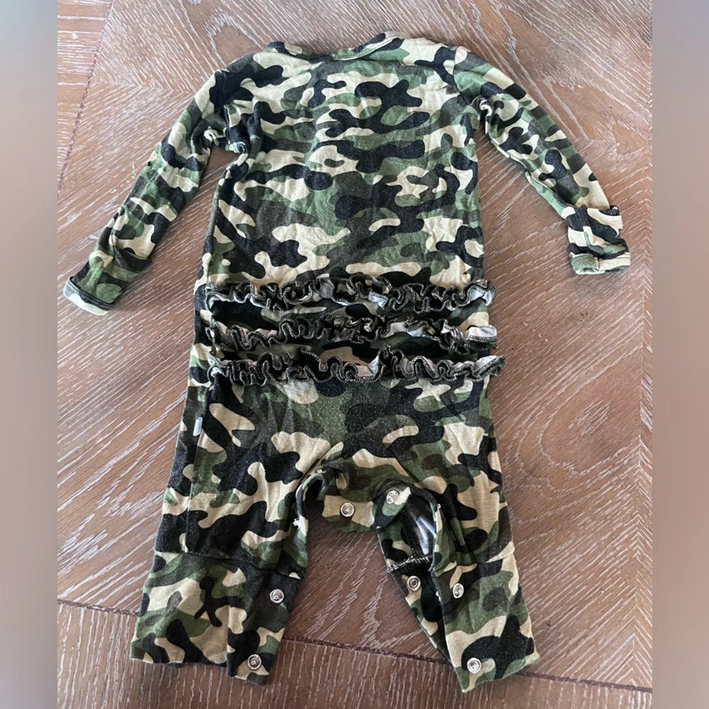 Posh Peanut Green Camouflage Baby Onesie